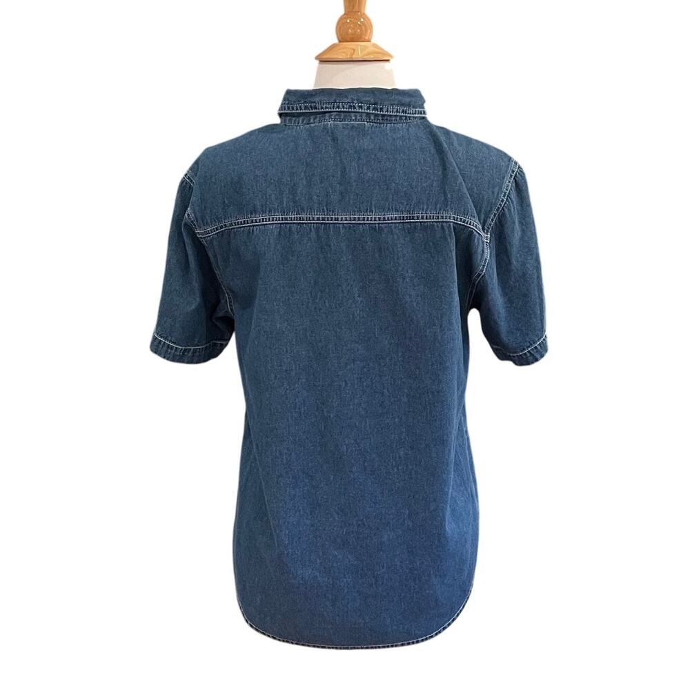 VTG Bobbie Brooks Denim Button Down Short Sleeve Shirt Embroidered Sailboats, M - Picture 4 of 10